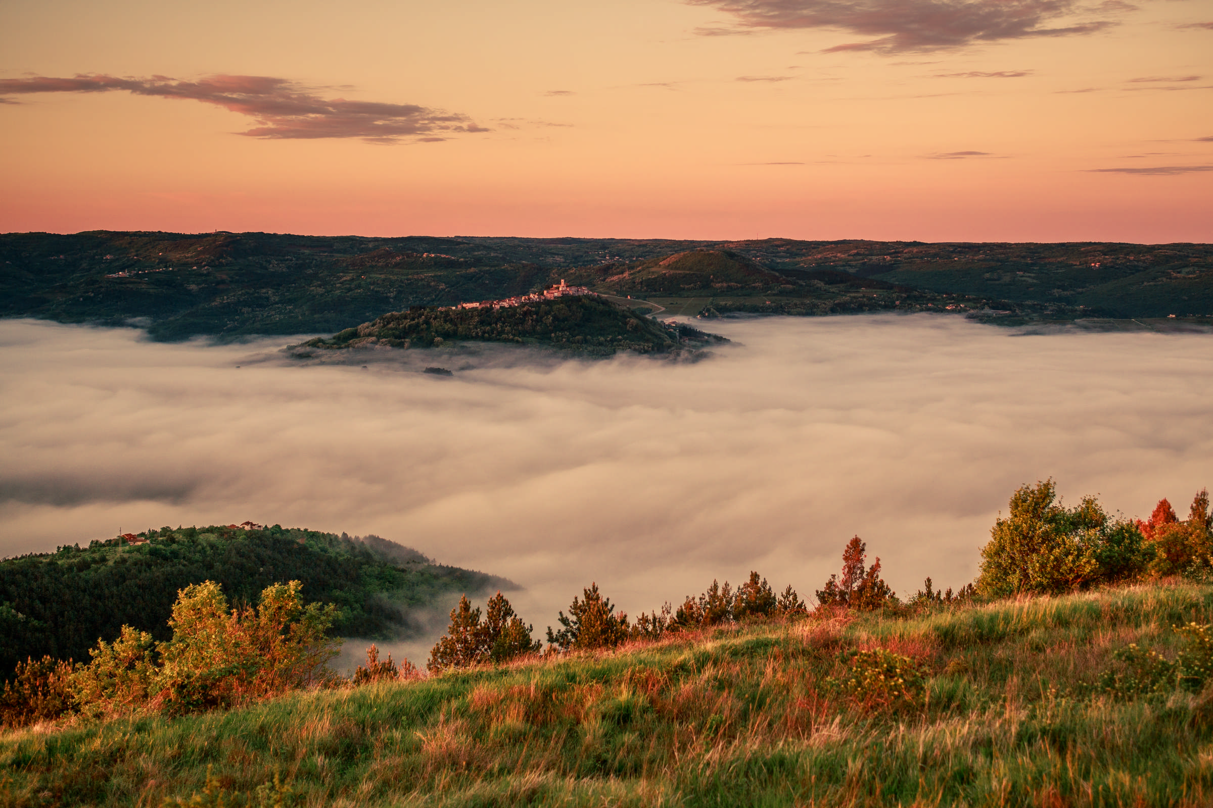 Motovun shrouded in the autumn must