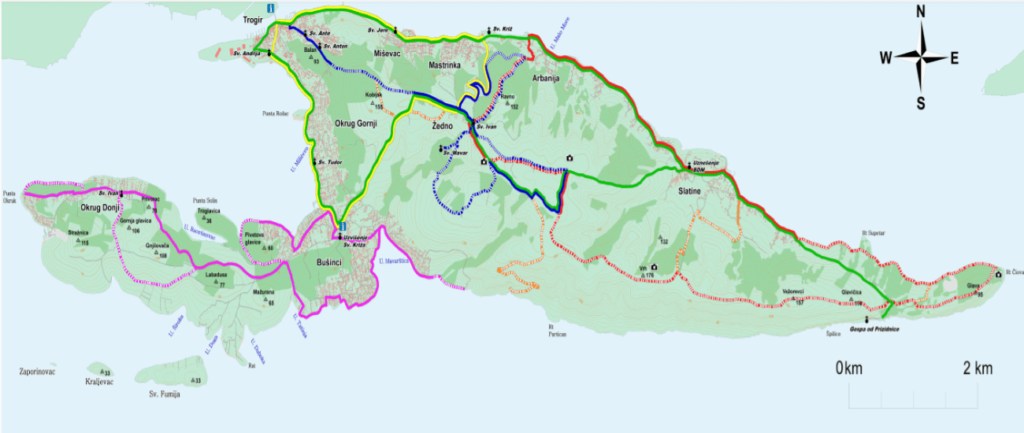 cycle routes of Čiovo and Okrug