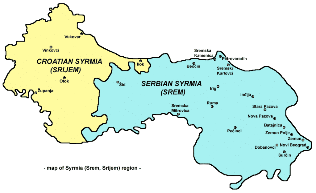 a map of the Syrmia region